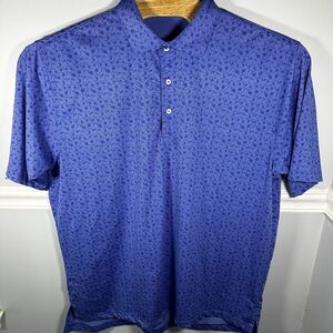 Oliver Ridley Mens Polo Shirt Blue All Over‎ Floral XL Golf Short Sleeve